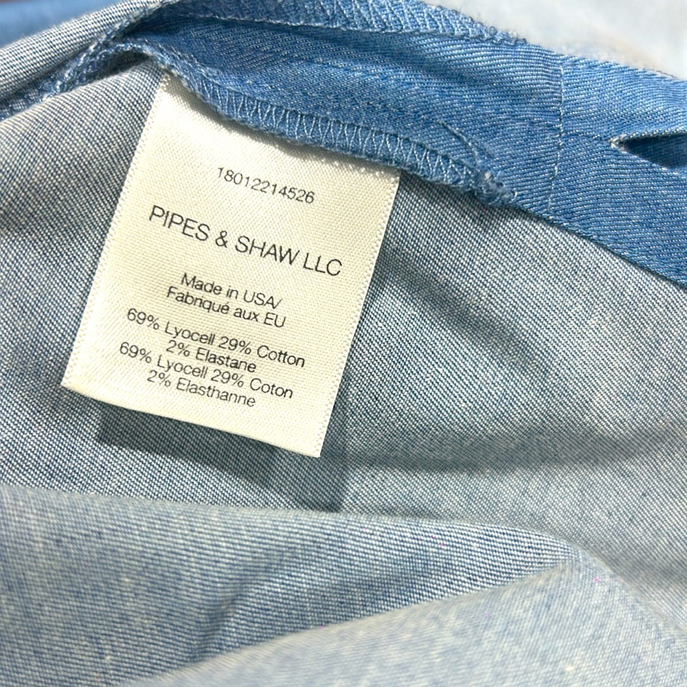 EUC Veronica Beard SZ 6 “Britta” chambray off the shoulder button down top - Picture 6 of 6